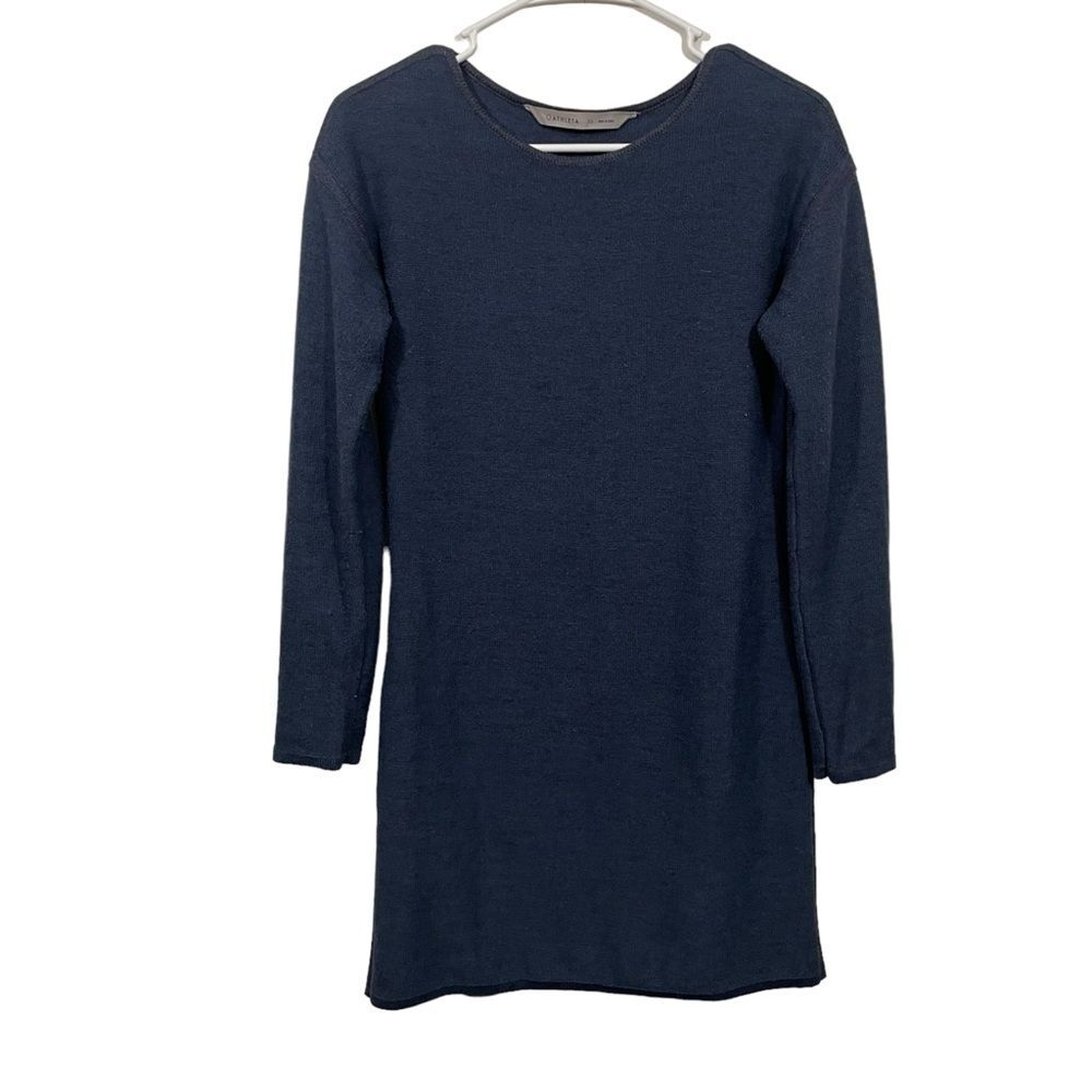 Athleta Navy Blue Cotton Long Sleeve Sweater Dress